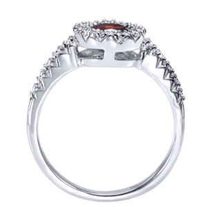 Gabriel & Co. Round Cut Gemstone & Diamond Halo Fashion Ring