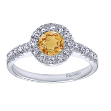 Load image into Gallery viewer, Gabriel &amp; Co. Round Cut Gemstone &amp; Diamond Halo Fashion Ring

