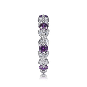 Gabriel & Co. Stackable Amethyst and Diamond Anniversary Ring