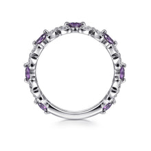 Load image into Gallery viewer, Gabriel &amp; Co. Stackable Amethyst and Diamond Anniversary Ring
