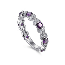 Load image into Gallery viewer, Gabriel &amp; Co. Stackable Amethyst and Diamond Anniversary Ring
