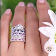 Load and play video in Gallery viewer, Kirk Kara White Gold Dahlia Marquise Shaped Blue Sapphire Diamond Engagement Ring And Band on model
