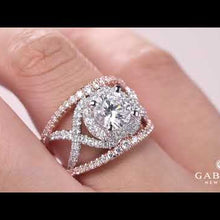 Load and play video in Gallery viewer, Gabriel &amp; Co. &quot;Naples&quot; Halo Diamond Engagement Ring
