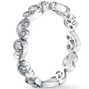 Kirk Kara "Angelique" Diamond Milgrain Scroll Work Wedding Band