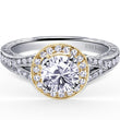 Load image into Gallery viewer, Kirk Kara &quot;Carmella&quot; Round Halo Split Shank Diamond Engagement Ring
