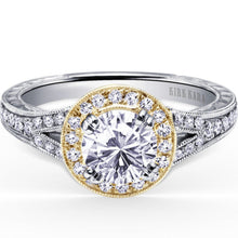 Load image into Gallery viewer, Kirk Kara &quot;Carmella&quot; Round Halo Split Shank Diamond Engagement Ring
