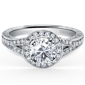 Kirk Kara "Carmella" Round Halo Split Shank Diamond Engagement Ring