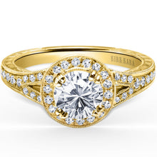 Load image into Gallery viewer, Kirk Kara &quot;Carmella&quot; Round Halo Split Shank Diamond Engagement Ring
