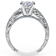 Load image into Gallery viewer, Kirk Kara White Gold &quot;Charlotte&quot; Blue Sapphire Baguette and Diamond Engagement Ring Side VIiew
