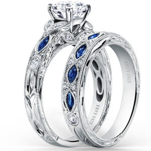 Kirk Kara Dahlia Marquise Shaped Blue Sapphire Diamond Engagement Ring