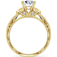 Load image into Gallery viewer, Kirk Kara Yellow Gold &quot;Dahlia&quot; Marquise Side Stone Diamond Engagement Ring Side View
