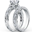 Load image into Gallery viewer, Kirk Kara White Gold &quot;Dahlia&quot; Marquise Side Stone Diamond Engagement Ring Set Angled Side View
