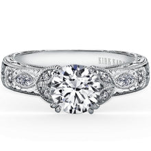 Load image into Gallery viewer, Kirk Kara White Gold &quot;Dahlia&quot; Marquise Side Stone Diamond Engagement Ring Front View
