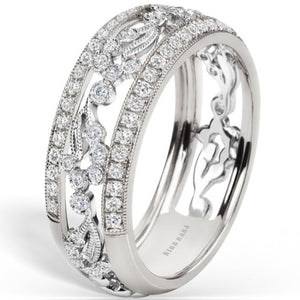 Kirk Kara White Gold "Rayana" Paisley Swirl Diamond Edge Fashion Band Angled Side View