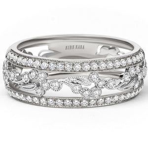 Kirk Kara White Gold "Rayana" Paisley Swirl Diamond Edge Fashion Band Front View