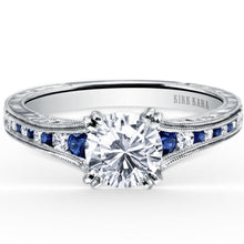 Load image into Gallery viewer, Kirk Kara &quot;Stella&quot; Blue Sapphire Channel Set Diamond Engagement Ring
