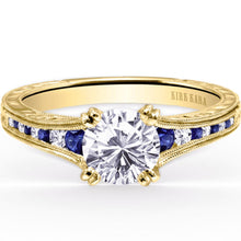 Load image into Gallery viewer, Kirk Kara &quot;Stella&quot; Blue Sapphire Channel Set Diamond Engagement Ring
