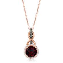 Load image into Gallery viewer, Le Vian Chocolatier Round Cut Pomegranate Garnet Halo Chocolate Diamond Pendant
