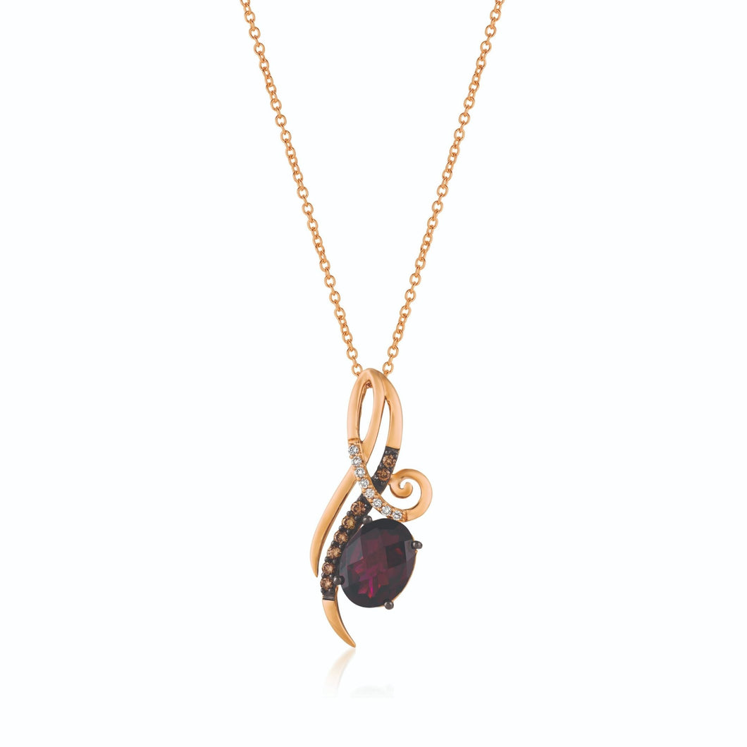 Le Vian Raspberry Rhodolite Swirl Chocolate & Vanilla Diamond Pendant
