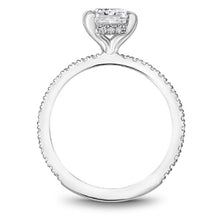 Load image into Gallery viewer, Profile View of Noam Carver 14K White Gold Hidden Halo Emerald Cut Diamond Engagement Ring
