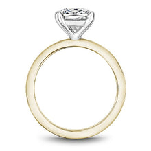 Load image into Gallery viewer, Noam Carver Two-Tone Yellow Gold High Polish Cushion Cut Solitaire Engagement Ring with White Gold Four Claw Prong Head 

