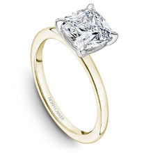 Load image into Gallery viewer, Noam Carver Two-Tone Yellow Gold High Polish Cushion Cut Solitaire Engagement Ring with White Gold Four Claw Prong Head 
