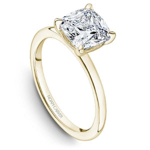 Noam Carver Yellow Gold High Polish Cushion Cut Solitaire Engagement Ring with Four Claw Prong Head 