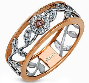 Simon G. 18K Rose & White Gold Diamond Flower Ring