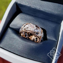 Load image into Gallery viewer, Simon G. 18K White and Rose Gold Vintage Style Flower Ring
