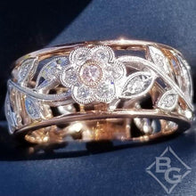 Load image into Gallery viewer, Simon G. 18K White and Rose Gold Vintage Style Flower Ring
