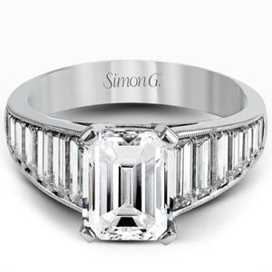 Simon G. Emerald Cut Diamond Baguette Engagement Ring
