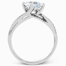 Load image into Gallery viewer, Simon G. Princess-Cut &quot;Twist&quot; Split Shank Diamond Engagement Ring
