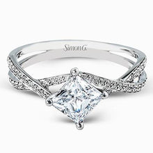 Load image into Gallery viewer, Simon G. Princess-Cut &quot;Twist&quot; Split Shank Diamond Engagement Ring
