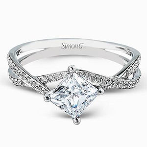 Simon G. Princess-Cut "Twist" Split Shank Diamond Engagement Ring