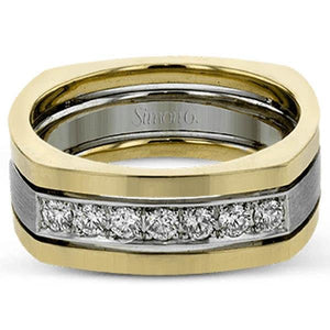 Simon G. Two-Tone Mens Round Cut Diamond Ring