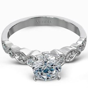 Simon G. Vintage Style Bezel Set Side Diamond Engagement Ring