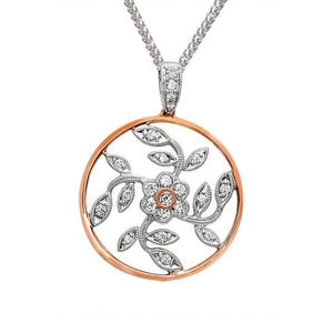 Simon G. Vintage Style Pink & White Diamond Flower Pendant