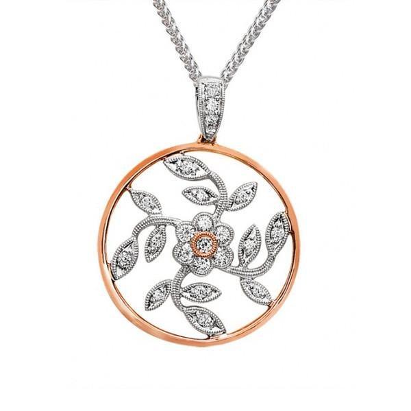 Simon G. Vintage Style Pink & White Diamond Flower Pendant