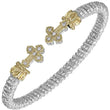 Load image into Gallery viewer, Vahan Sterling Silver &amp; 14K Yellow Gold Small Diamond Cross Bangle Bracelet
